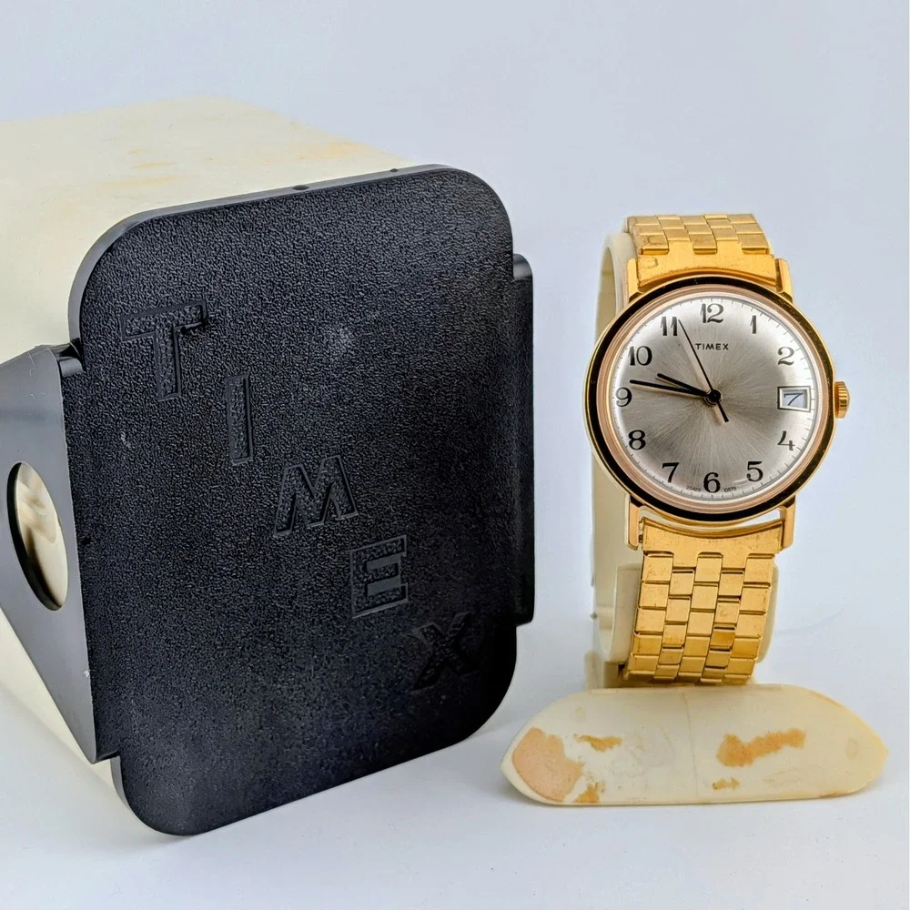 NOS 1979 Timex Mercury 25429 10579 Men's Manual Wind Gold Tone Watch 35mm
